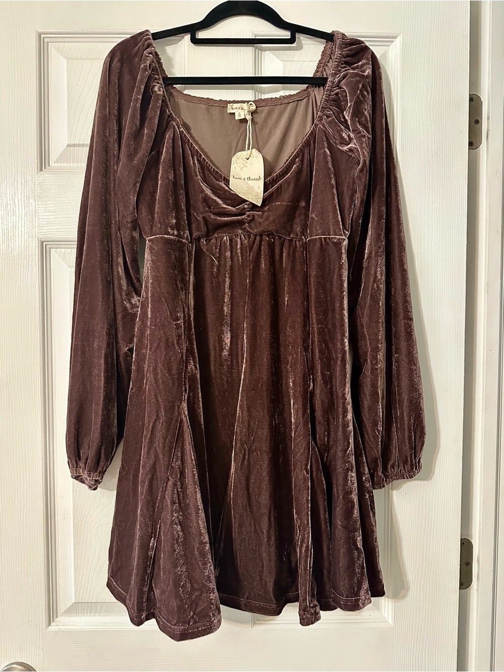 Hem and Thread -Velvet Babydoll Tunic in Dusty Brown